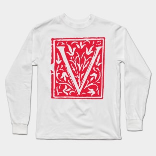 The Letter V (Red) - Medieval Graphic Long Sleeve T-Shirt